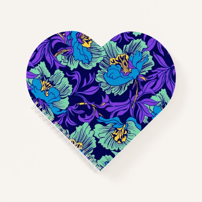 Carnet Fleurs violettes et bleues William Morris (Devant)