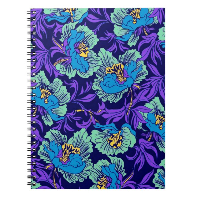 Carnet Fleurs violettes et bleues William Morris (Devant)