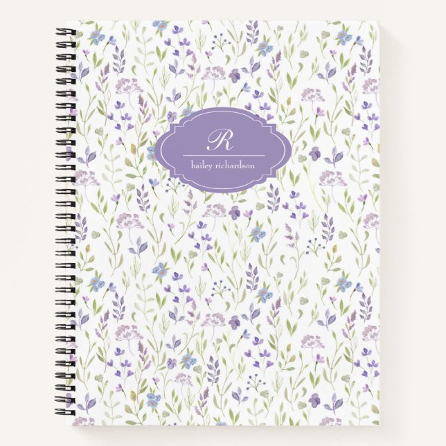 Carnet Fleurs violettes personnalisées (Devant)
