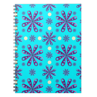 Carnet Fleurs violettes rétro sur fond bleu