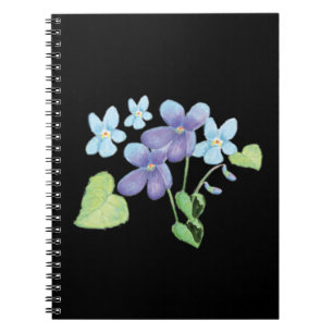 Carnet Fleurs violettes sauvages Illustration noir