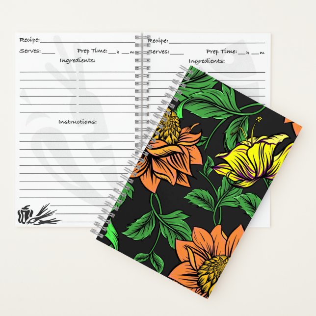 Carnet Fleurs vives jaillissant d'un fond noir (À l'intérieur)