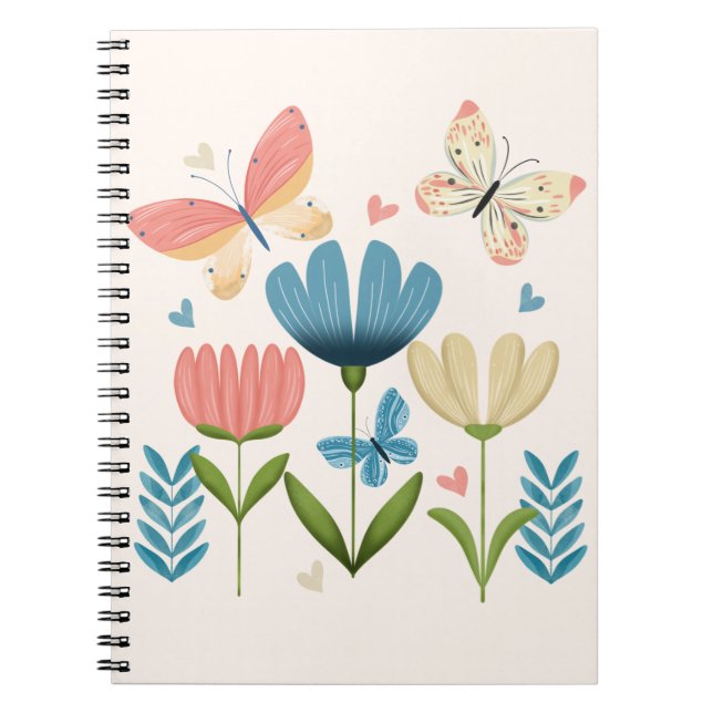 Carnet Fleurs Whimsical et papillons (Devant)