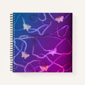 Carnet Floating Butterflies Spiral Notebook (Purple)