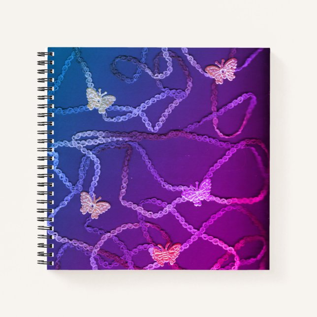 Carnet Floating Butterflies Spiral Notebook (Purple) (Devant)