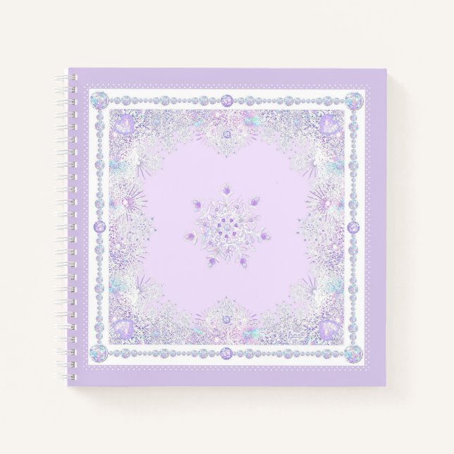 Carnet flocon de neige violet clair et coeur étincelant (Devant)