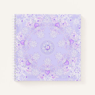 Carnet flocon de neige violet clair et coeur étincelant