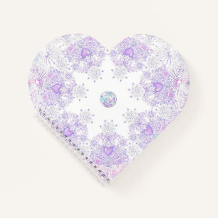 Carnet flocon de neige violet clair et coeur étincelant