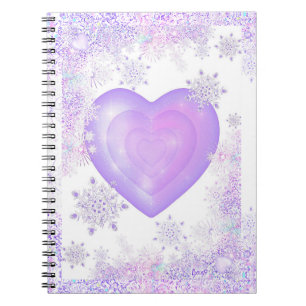 Carnet flocon de neige violet clair et coeur étincelant