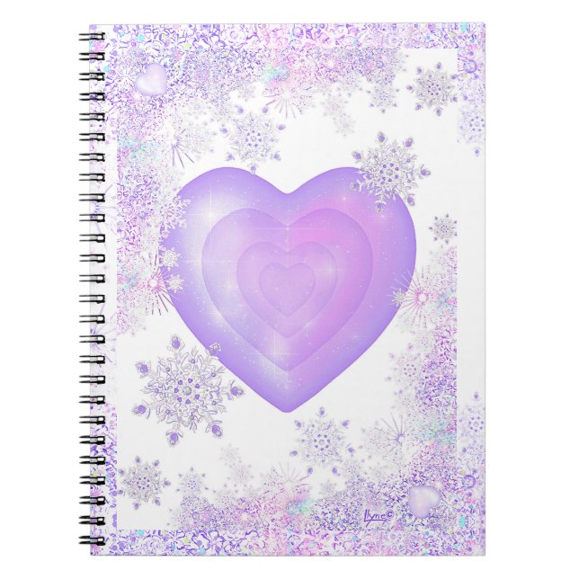 Carnet flocon de neige violet clair et coeur étincelant (Devant)