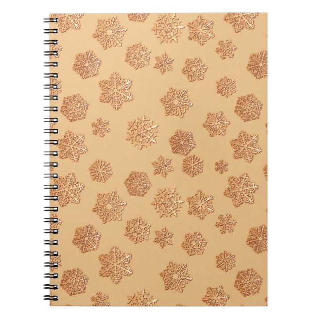Carnet Flocons de cuivre 3D sur un fond de cuivre (Devant)