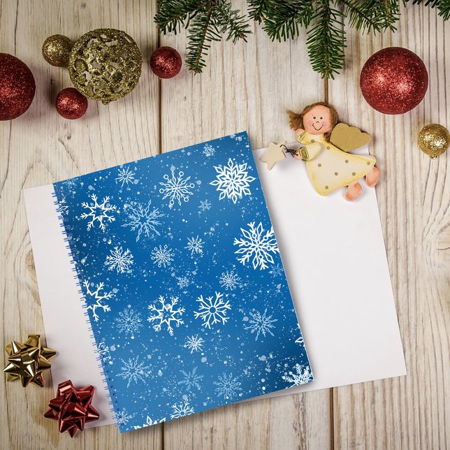 Carnet Flocons de neige bleus Classique Hiver Blanc (Créateur téléchargé)