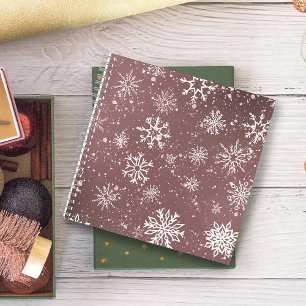 Carnet Flocons de neige rose poussiéreux Élégantes Fêtes