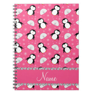 Carnet Flocons de neige roses nommés personnalisés