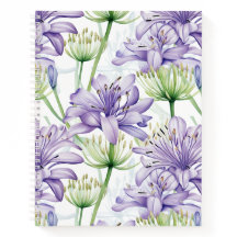 Carnet floral agapanthus violet et blanc