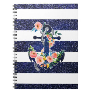 Carnet Floral anchor on striped background