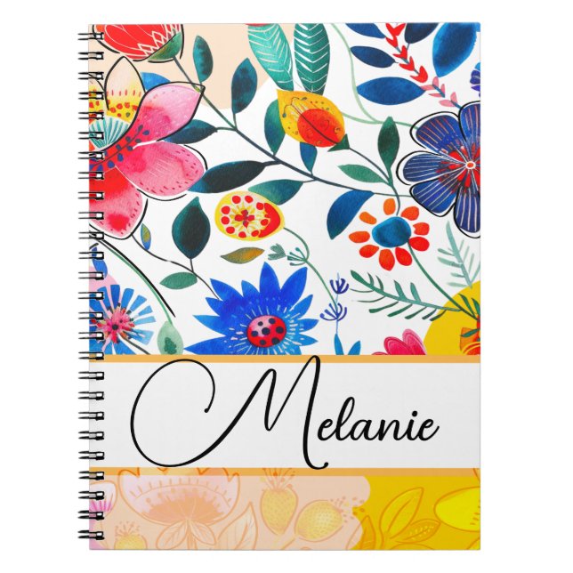 Carnet Floral Aquarelle Boho Motif Tropical (Devant)