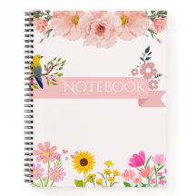 Carnet floral avec oiseaux et tournesol