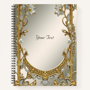 Carnet floral blanc orné d'or