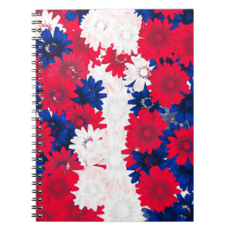 Carnet Floral blanc rouge et bleu