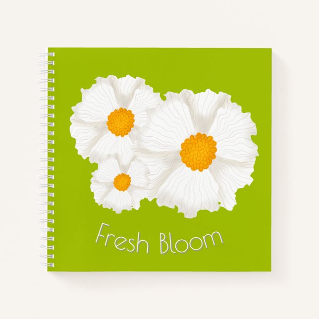 Carnet floral blanc vert de chaux (Devant)