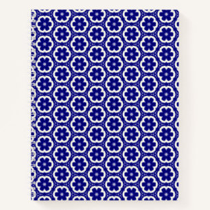 Carnet floral bleu foncé