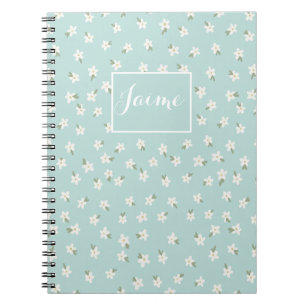 Carnet floral bleu personnalisé