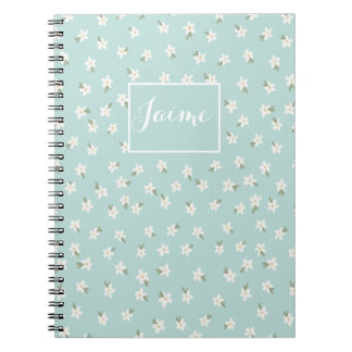 Carnet floral bleu personnalisé
