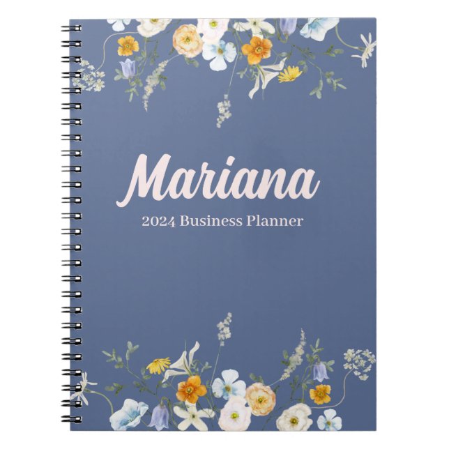 Carnet floral blue nova 2024 planificateur d'affaires per (Devant)