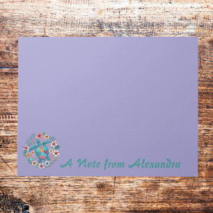 Carnet Floral Boho Tortue de Mer avec Nom pour l'É