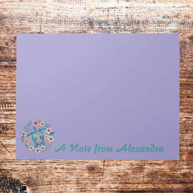 Carnet Floral Boho Tortue de Mer avec Nom pour l'É (Créateur téléchargé)
