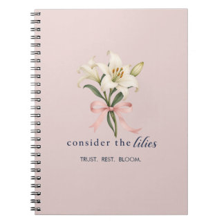 Carnet floral chrétien rose Considérez les lis