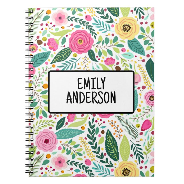 Carnet Floral coloré fleur sauvage personnalisé (Devant)