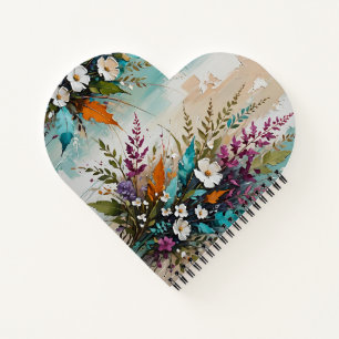 Carnet Floral coloré sur Beige Bleu Turquoise *Personnali