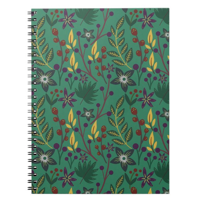 Carnet Floral continu fleurs motif vert arrière - plan (Devant)