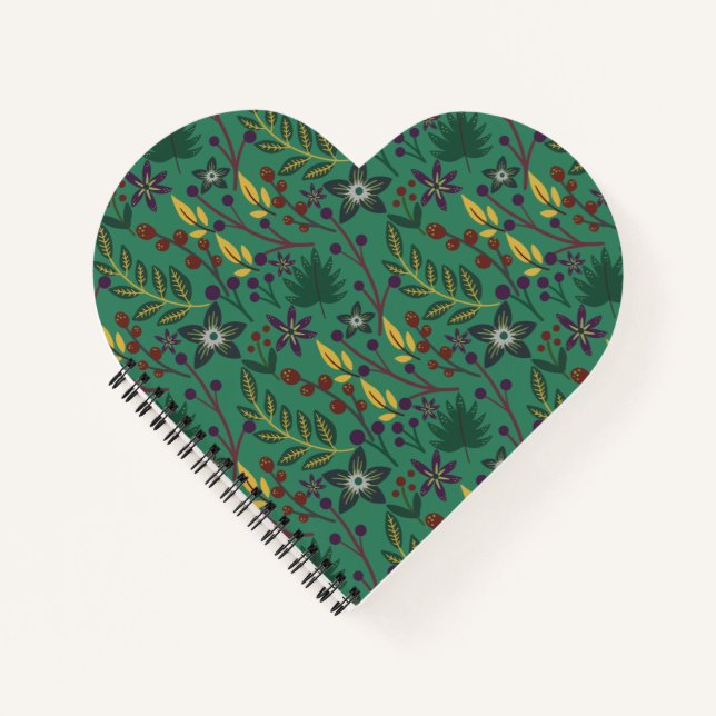 Carnet Floral continu fleurs motif vert arrière - plan (Devant)