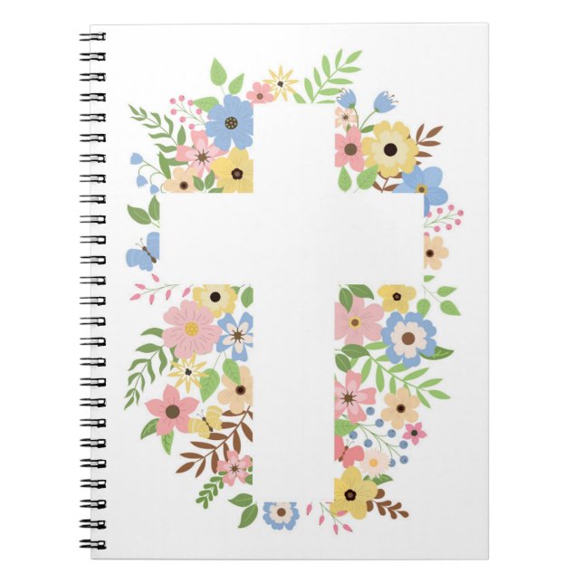 Carnet floral croix blanc (Devant)