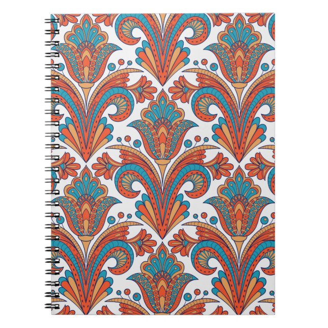 Carnet Floral damask coloré transparent motif (Devant)