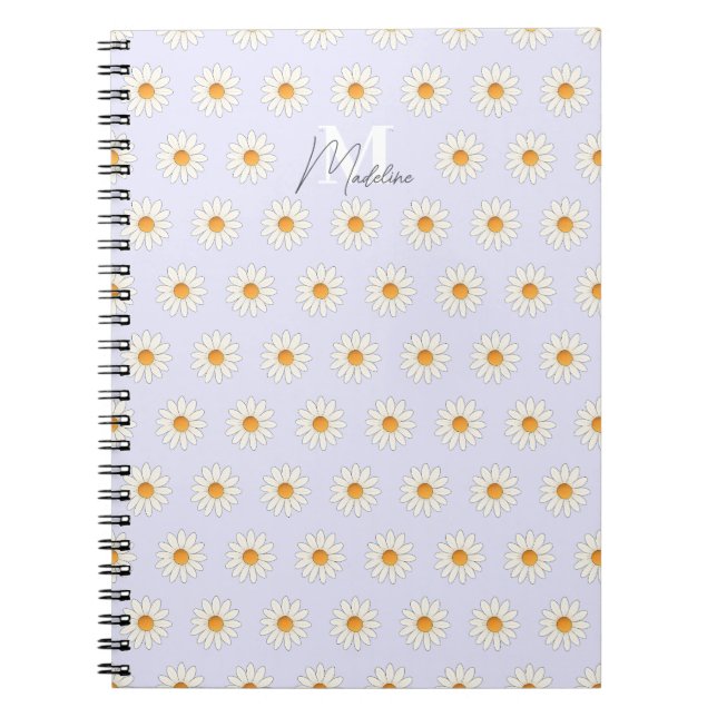 Carnet floral de marguerite - Nom personnalisé (Devant)