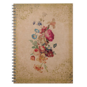 Carnet floral de rose assez victorien de cru