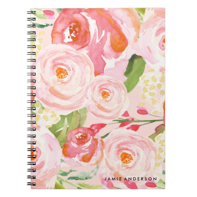Carnet floral de roses roses (Devant)