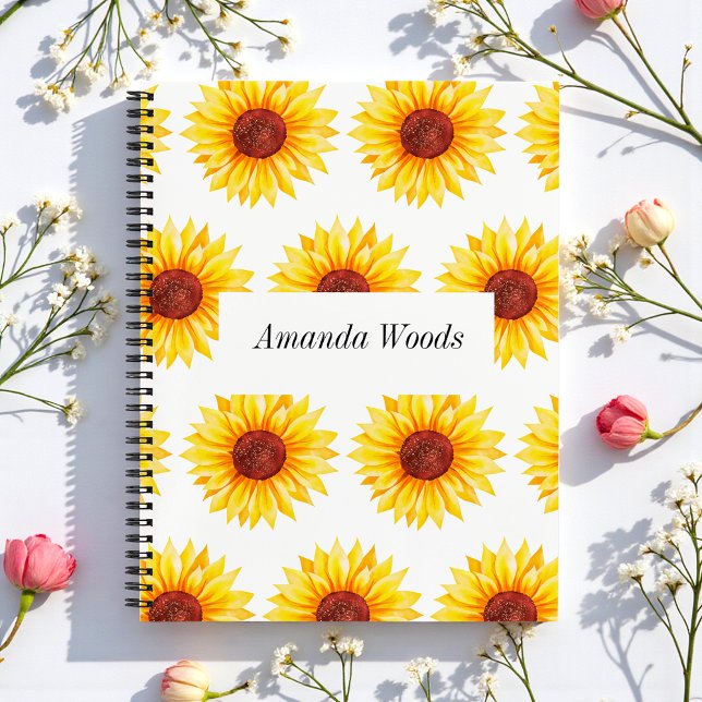 Carnet floral de tournesol blanc jaune (Créateur téléchargé)