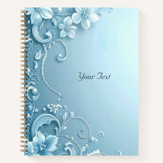 Carnet floral décoratif bleu (Devant)