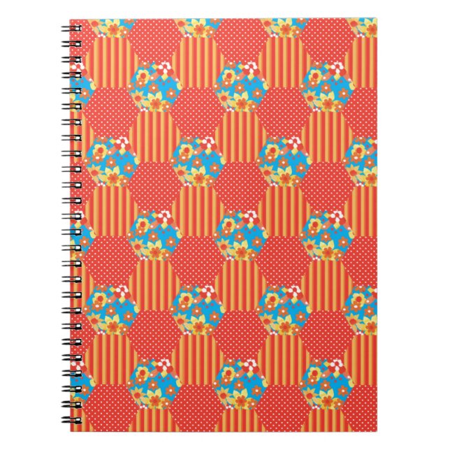 Carnet Floral Ditsy, Rayures, Patchwork Pois (Devant)