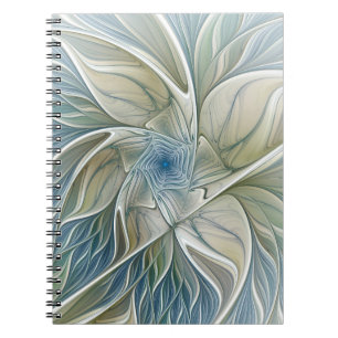 Carnet Floral Dream Motif Abstrait Blue Khaki Fractal