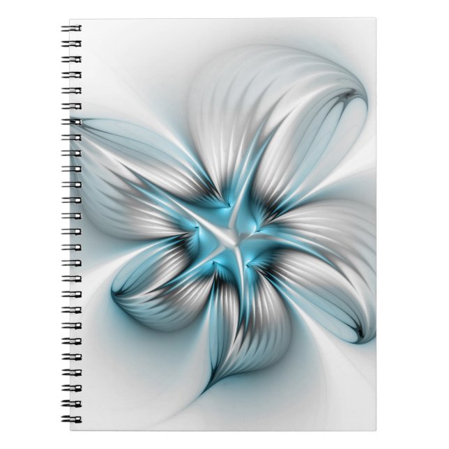 Carnet Floral Elegance Modern Abstract Blue Fractal Art (Devant)