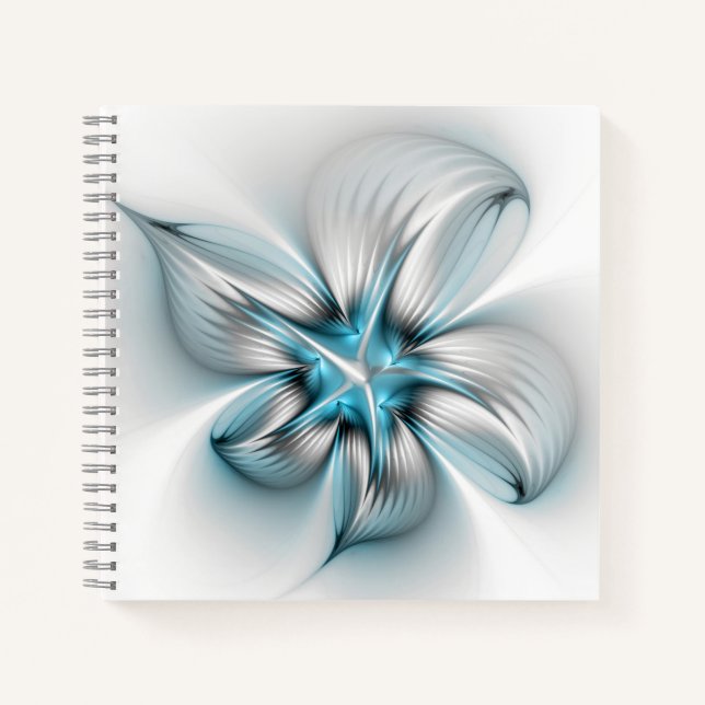 Carnet Floral Elegance Modern Abstract Blue Fractal Art (Devant)