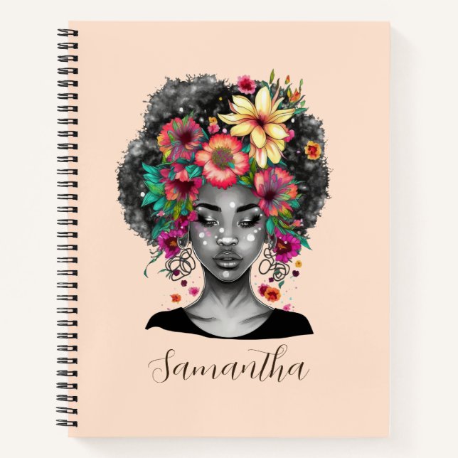 Carnet Floral Elegant Afro Femme (Devant)