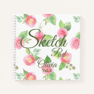 Carnet Floral Élégant Votre Nom Script Rose Roses Esqui