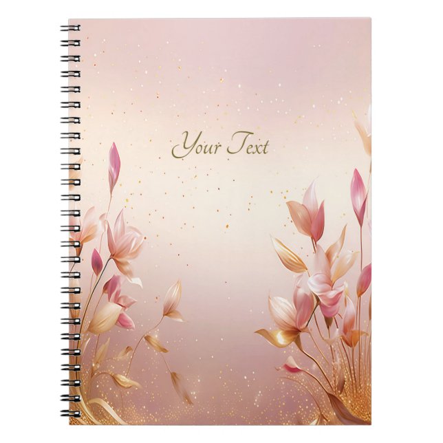 Carnet Floral Feuille rose (Devant)